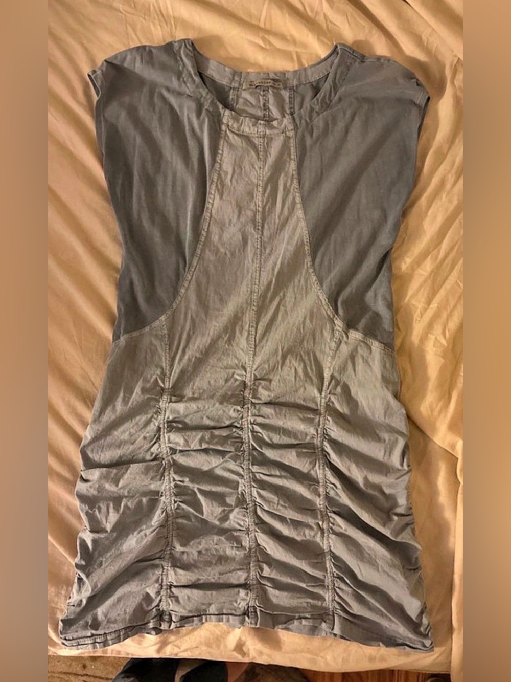 Ruched Mini Dress in Gray Like New